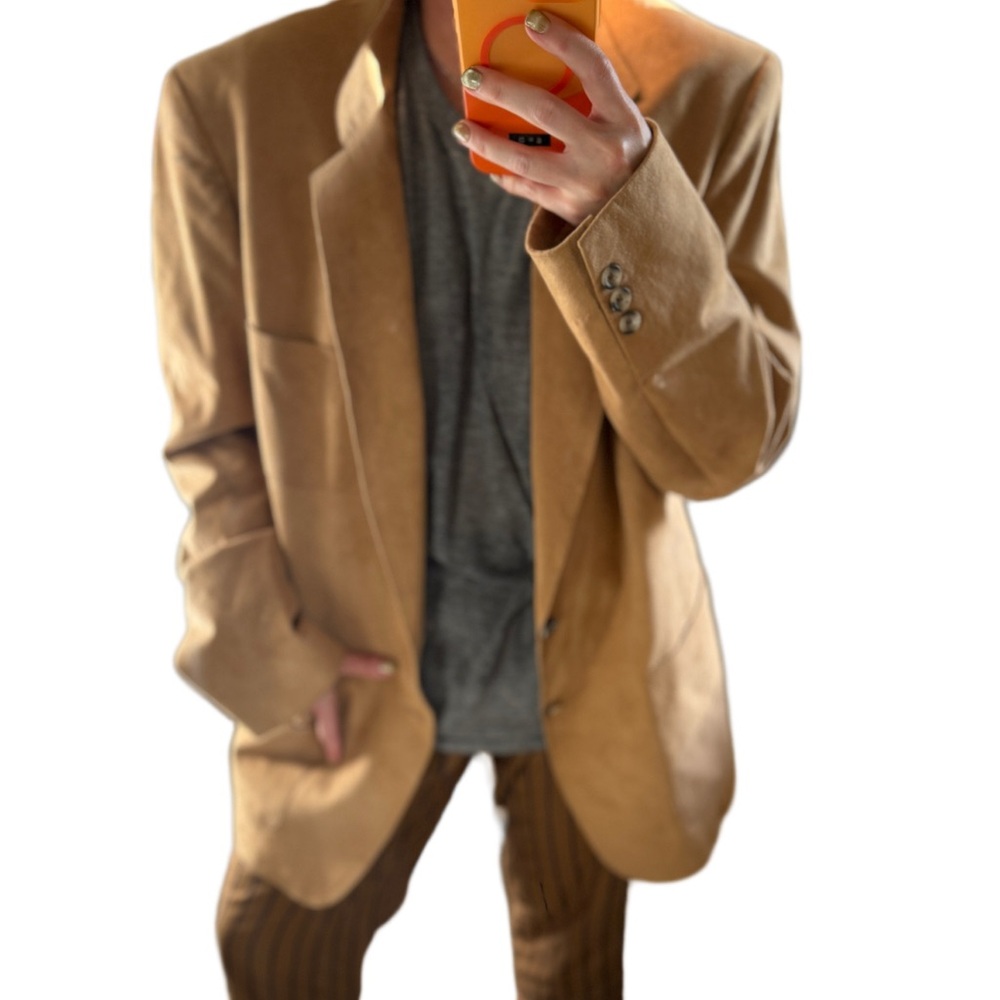 Vintage Elkridge Men's Tan Blazer women’s oversized jacket front pockets